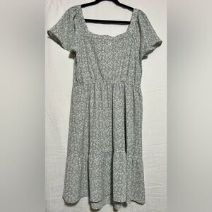 Monteau| Boho Floral‎ Square Neck Dress women’s Large